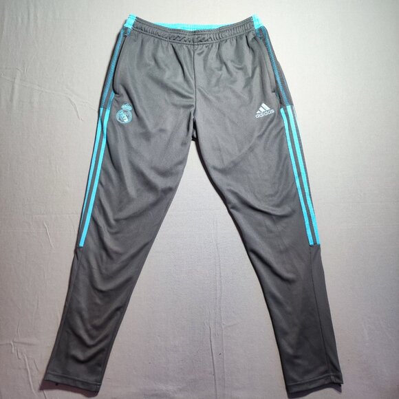 Adidas Tiro21 Real Madrid Soccer training pants men's size L  grey blue w logo - Picture 1 of 16